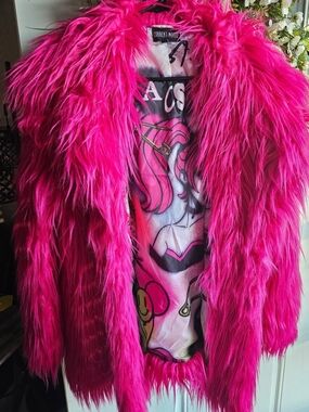 Current Mood Hot Pink Faux Fur Coat